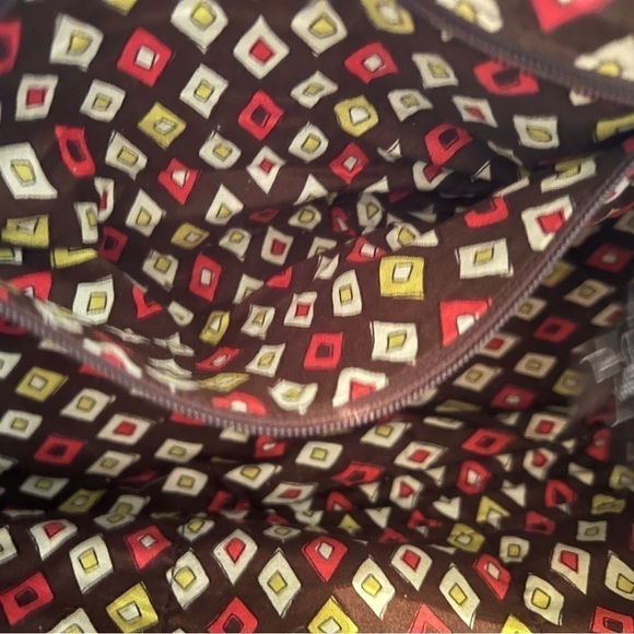 VERA BRADLEY Puccini 2008 Whitney Bag Brown Orange 2 Handle Zip Top Y2K Quilted - Picture 12 of 15